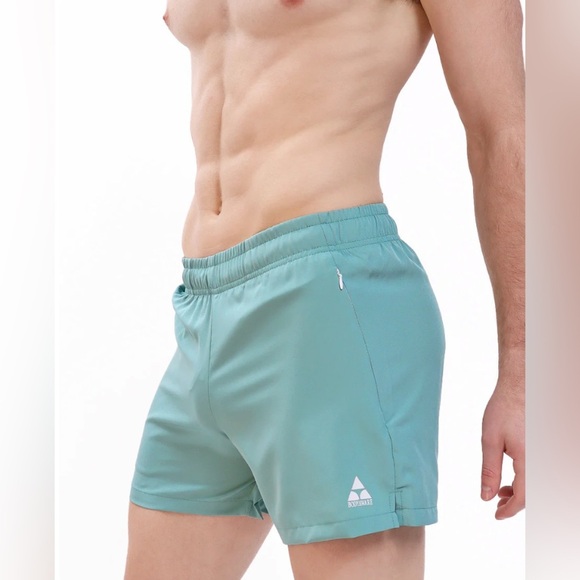 Body Aware Men’s 5” Woven Gym Shorts Green Size Medium - Running, Active, Gym - Picture 3 of 15